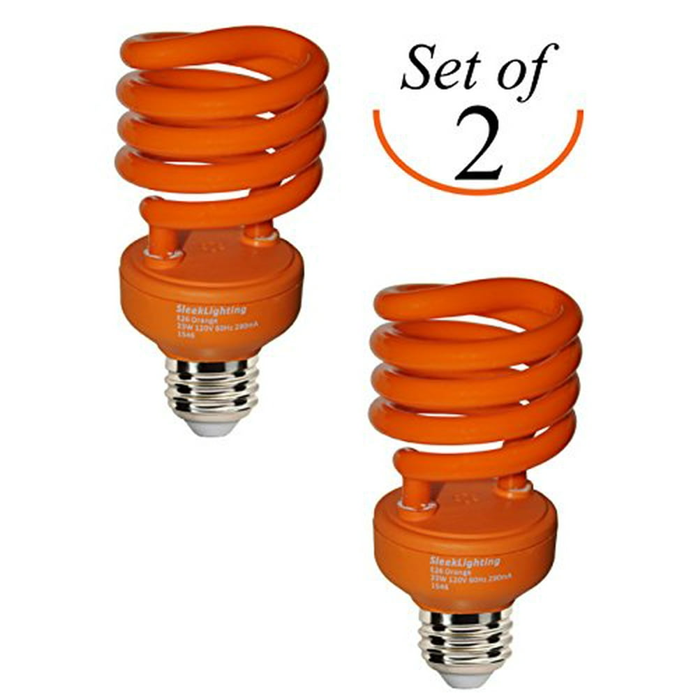 SleekLighting 23 Watt T2 ORANGE Light Spiral CFL Light Bulb, 120V, E26