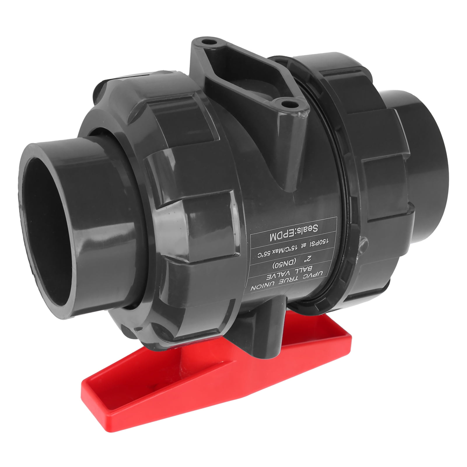 PVC Ball Valve, DN50 PVC Reversible PTFE Valve Seat Excellent Swimming