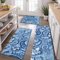 thumbnail image 2 of Blue Paisley Pattern Kitchen Rugs Sets Of 3,Kitchen Runner Rugs Non Skid Washable,Decorative Kitchen Floor Mats for Kitchen,Sink,Laundry,17"x30"+ 17"x47" + 17"x59", 2 of 6