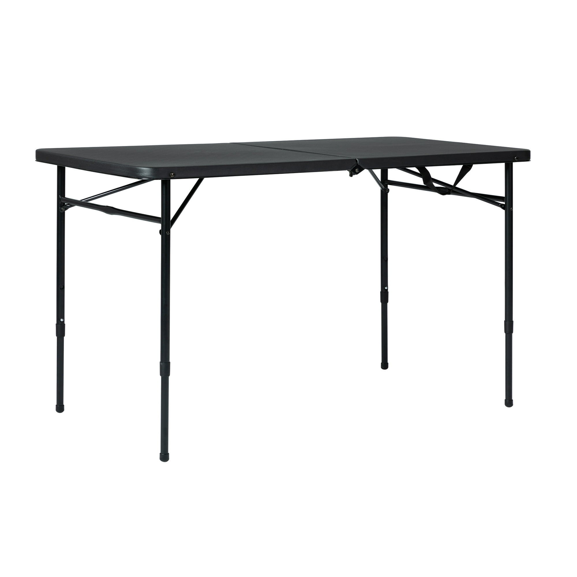 Mainstays 4 ft Adjustable Height Centerfold Folding Table, Black