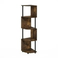 thumbnail image 2 of Furinno Econ 4-Tier Zigzag Corner Shelf Bookcase, Bookshelf, Amber Pine/Black, 2 of 6