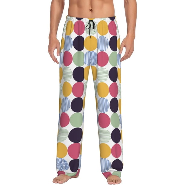 Fotbe Polka Dot Pantalones de Pijama para Hombre, Pantalones de Dormir, Pantalones de Casa con Cintura Ajustable y Bolsillos-Small