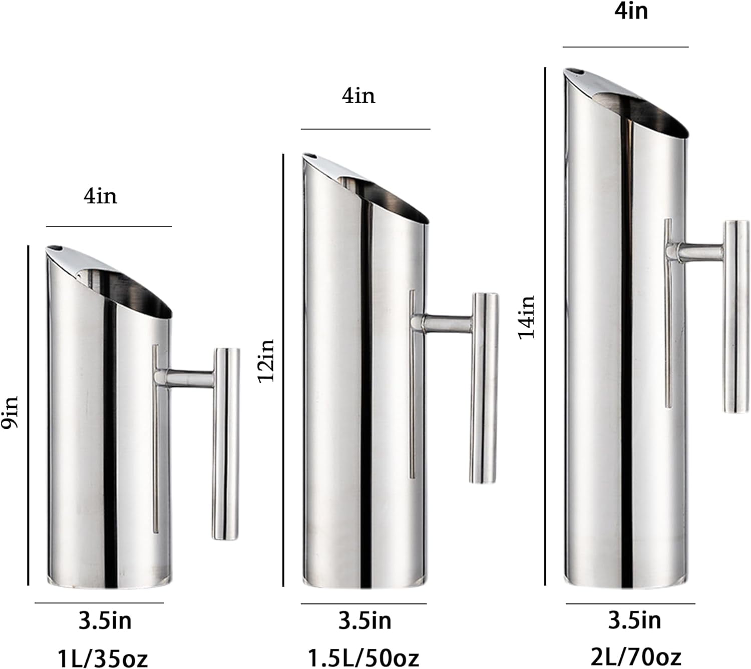 Stainless Steel Water Pitcher Jug:Cold Brew Pitcher with Lid and Spout,Iced Tea Pitcher for Drinking,Drink Pitcher for Beer Coffee Fruit Tea (1L/35oz)
