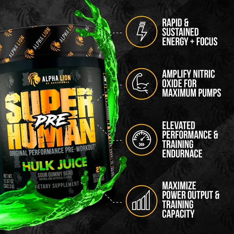 Alpha Lion Pre Workout, Strength and Endurance Booster, No Crash