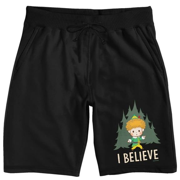 Elf "I Believe" Buddy the Elf Men's Black Sleep Pajama Shorts-Medium