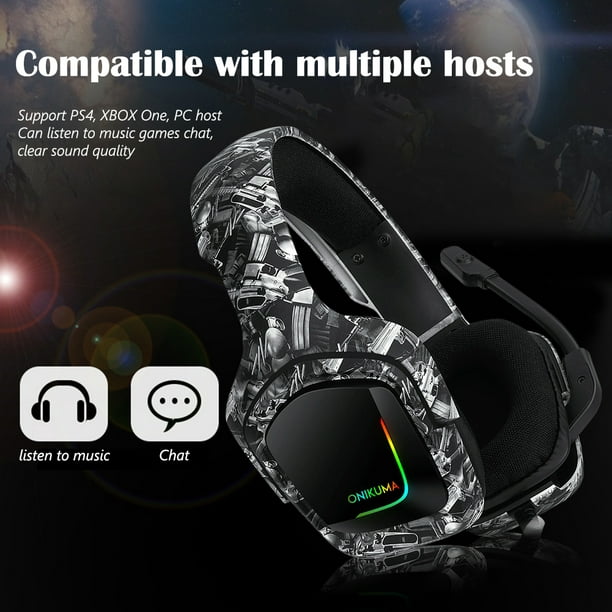 Jinnoda ONIKUMA K20 3.5mm Wired RGB LED Headphone with Microphone for PC  Phone PS4