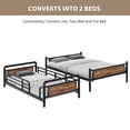 thumbnail image 3 of Hijob Twin over Full Bunk Bed, Antique Heavy Duty Metal Bed Frame with Storage Bag&Hooks for Adults Teens, Convertible into 2 Seperate Beds, Black&Brown, 3 of 11