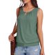 thumbnail image 2 of Tops formales,Camiseta sin mangas lisa con escote en V y abertura para mujer, diseño de ojales bordados, corte holgado, poliéster, ropa informal de verano, sopatenor, 2 of 9