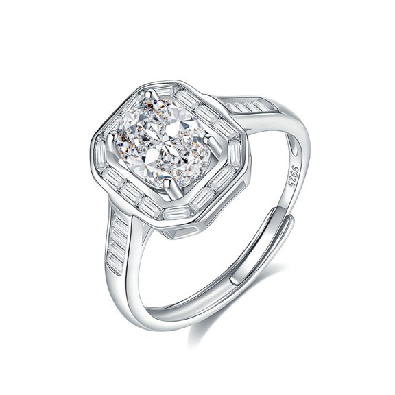 1.5CT Oval Cut Moissanite Rings for Women D Color VVS1 Clarity Adjustable Wedding Diamond Ring 925 Sterling Silver Engagement Ring for Women