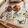 thumbnail image 3 of Vintage Flowers Placemats Set of 4 Spring Floral Music Birds Retro Art Place Mats Indoor Wipeable Table Mats Washable Cloth Dining Table Placemats for Kitchen Holiday Party Home Decor 13x19 Inch, 3 of 9