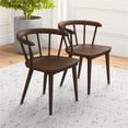 thumbnail image 3 of Riley Mid-Century Modern Solid Wood Dining Chair in Brown (Set of 2), 3 of 8