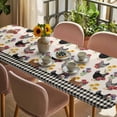 thumbnail image 3 of Farmhouse Rooster Table Cloths for 8 Foot Rectangle Tables, Vintage Watercolor Flowers Black Plaid Patio Waterproof Elastic Fitted Tablecloths, Washable Rectangular Table Cover for Camping, 3 of 8