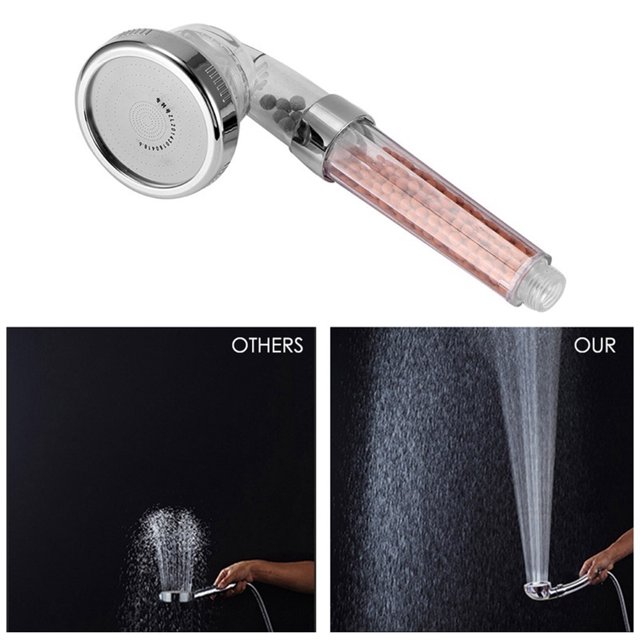 Shower Bath Head Adjustable Handheld Negative Ion Activated Balls SPA Shower Head