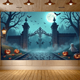 thumbnail image 2 of Halloween Theme Decorative Banner Spooky Atmosphere Jack o Lanterns Gate Design for Outdoor Decorating Holiday Party Night, 2 of 5