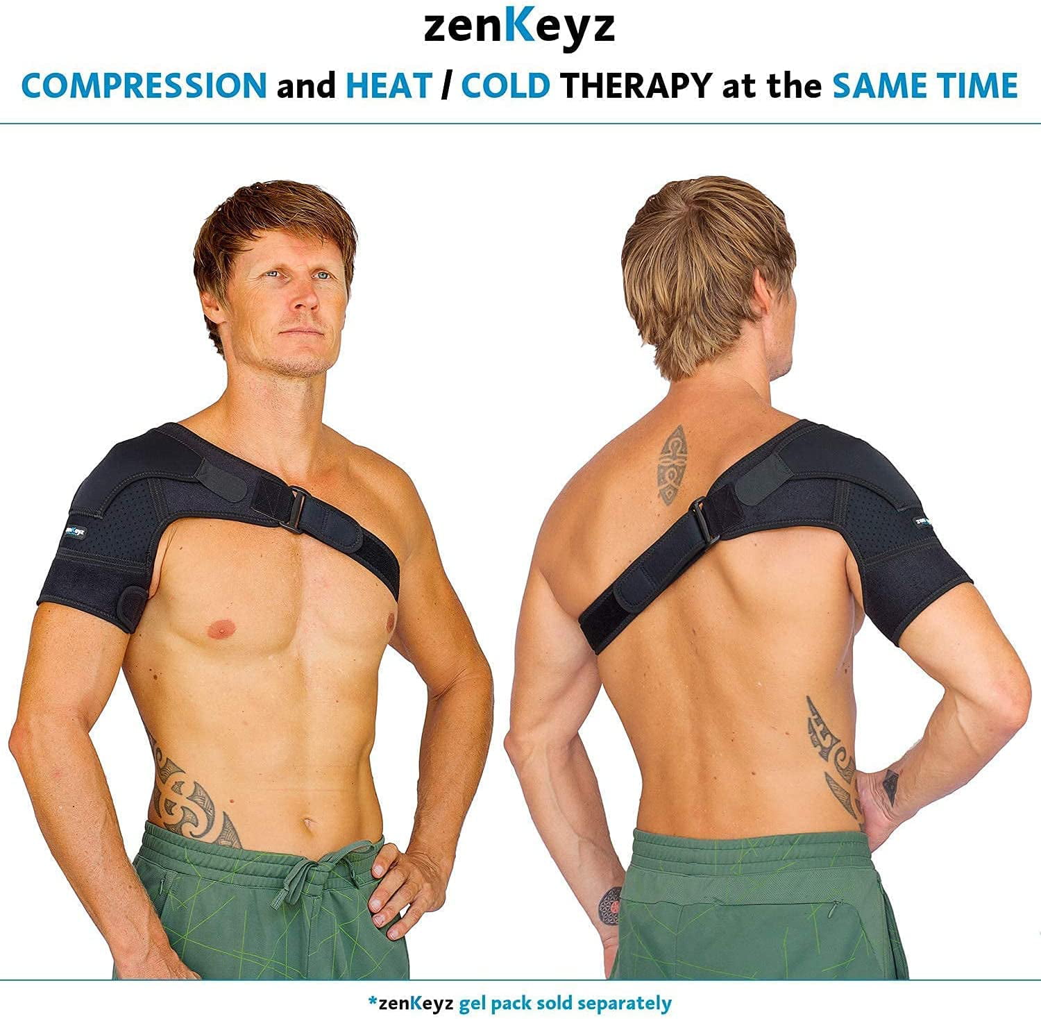 Shoulder Brace for Men Women - for Torn Rotator Cuff Support,Tendonitis,  Dislocation, Bursitis, Neoprene Shoulder Compression Sleeve Wrap by Zenkeyz  