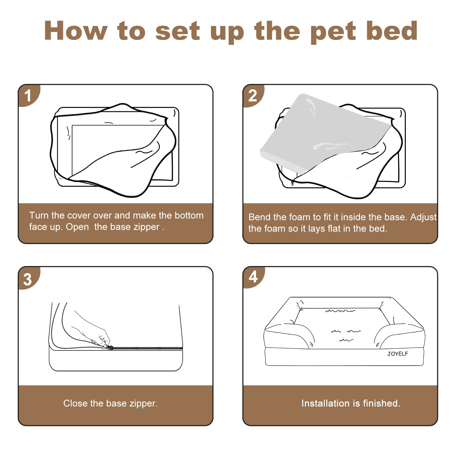 JOYELF Orthopedic Dog Bed for Medium to Large Dogs, Foam Sofa Couch Bed, Bolster Waterproof Pet Bed with Washable Cover and Nonskid Bottom, Durable Dog Bed Couch or Comfortable Sleep