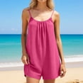 thumbnail image 5 of MuXiKeJi Clothes Linen Rompers for Women Casual Sleeveless Halter Short Overalls Spaghetti Strap Shorts Jumpsuit with Pockets, 5 of 7