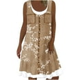 thumbnail image 1 of CHUANK Robes d'Été pour Femmes Grande Taille Robes d'Été Grande Taille pour Femmes Plage Col en U Sans Manches Faux Deux Pièces Robe T-Shirt de Fête Midi Robe Ample, 1 of 5