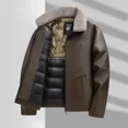 thumbnail image 5 of Chaqueta de invierno para hombre, chaqueta de cuero, forro de plumón de pato, abrigo calefaccionado, resistente al viento, ropa de diseñador, ligera, rellena y gruesa, 5 of 5