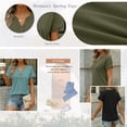 thumbnail image 3 of SUNBS Shirts for Women Short Sleeve Blouses V Neck Henley Dressy Casual Pullover Summer Tops Spring Fashion Trendy Cute Cloths, 3 of 9