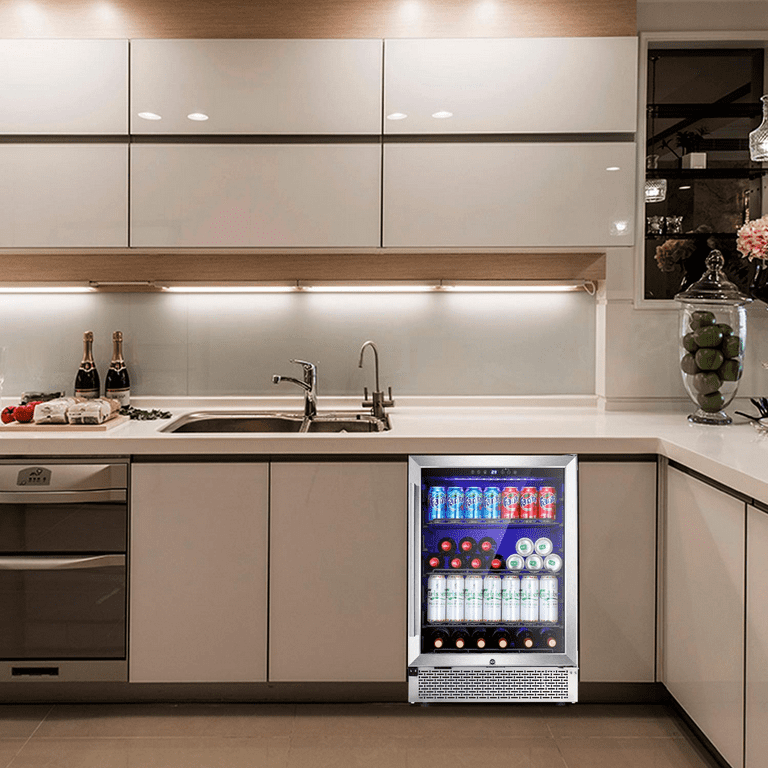 24wine Cooler Cabinet Built In Or Freestanding Beverage Refrigerator With Stainless Steel Glass Door Removable Wire Racks Digital Memory