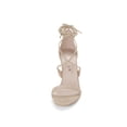 thumbnail image 2 of BLISSFUL STEP Chaussures pour Femmes Sandales à Talon Aiguille Haut à Bride Cheville à Nouer Bout Ouvert en Faux Suède Beige 9, 2 of 8
