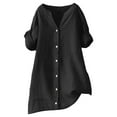 thumbnail image 6 of Button Down Shirts for Women! Comdrip Loose Shirt Top Stand Solid Color Sleeve Collar Casual Women's Shirt Women's Shirt Womens Button Down Shirt Black 4XL, 6 of 9