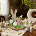 thumbnail image 4 of Dianli Wooden Easter Ornaments Rabbit and Egg Decorative Set Rustic Floral Spring Tabletop Home Bucolic Desktop Cute Wood Figurines Easter Decor, 4 of 6