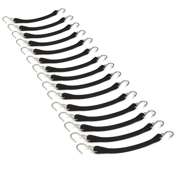 RAParts (15) 9" Heavy Duty Natural Black Rubber Tarp Straps (Bungee Cords) w/ Hooks