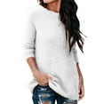 thumbnail image 1 of Glookwis Solid Color Plush Sweater for Women Long Sleeve Casual Tunic Shirt White 5XL, 1 of 2
