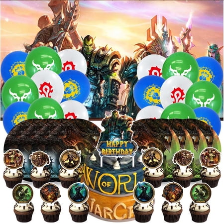 World of Warcraft Birthday Party Supplies Balloons Plates Decoration Cake Topper Decor Tableware Banner Backdrop