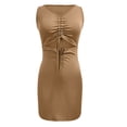 thumbnail image 3 of LOVZFMLL Robe Courte Moulante Aguichant pour Femme à Cordon, Froncée, à Découpes, Kaki, m, 3 of 8