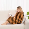 thumbnail image 4 of Orange and Black Checkered Pattern Blanket Hoodies for Kids 6-13YR Oversize Wearable Blanket Hoodies for Boys Girls Teens, 4 of 7