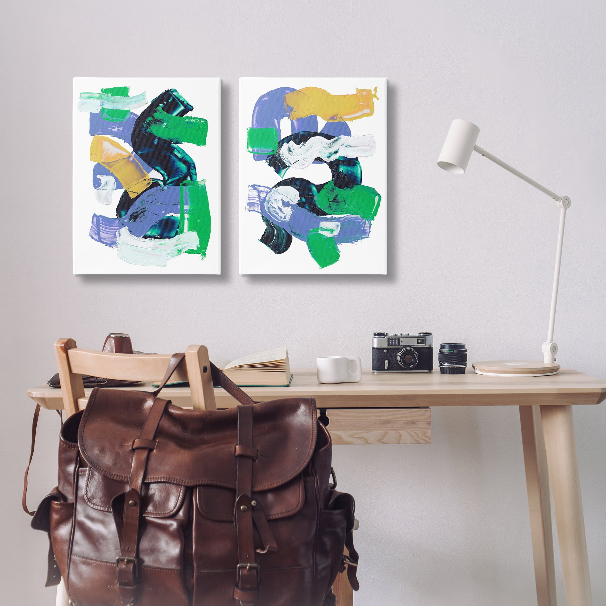 Stupell Industries Vibrant Abstract Tubes Abstract Painting Wrapped Canvas Art Print Wall Art, 16 x 24, Set of 2