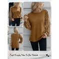 thumbnail image 7 of HUBERY Women Floral Printed Long Sleeve Crew Neck Solid Color Pullover Top, 7 of 7