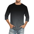 thumbnail image 7 of Afuyipoi Men's Gradient Print Three-Quarter Sleeve T-Shirt,Round Neck Athletic Lightweight Athletic Shirts Black M, 7 of 7