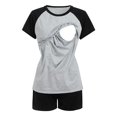 thumbnail image 7 of Maternity Sleep & Lounge Women Maternity Short Sleeve Nursing Baby T Shirt Tops And Pants Breastfeeding Sleepwear Pajamas Set, 7 of 7