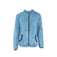 thumbnail image 6 of Women's Full Zip Fleece Jacket, Stand Collar Plush Top, Long Sleeve Soft Outerwear, Lightweight Cardigan with Pockets, Casual Winter Coat, Autumn Comfort Wear Blue L, 6 of 6