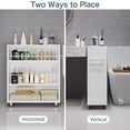 thumbnail image 2 of Wonline Modern Slim Storage Rolling Cart with 3-Tier Adjustable Shelving Organizer for Kitchen,Bathroom,Laundry Room(White), 2 of 9
