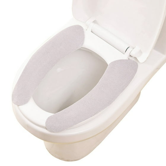 Sawpy 1 Pair Reusable Adhesive Toilet Seat Cover Pads Washable Warmer Mat Soft Cushion Bathroom Accessory