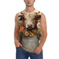 thumbnail image 1 of Balery Bucket Flower Cow Camisetas sin mangas para hombre, absorbe la humedad y protege contra el mal olor.-3X-Large, 1 of 7