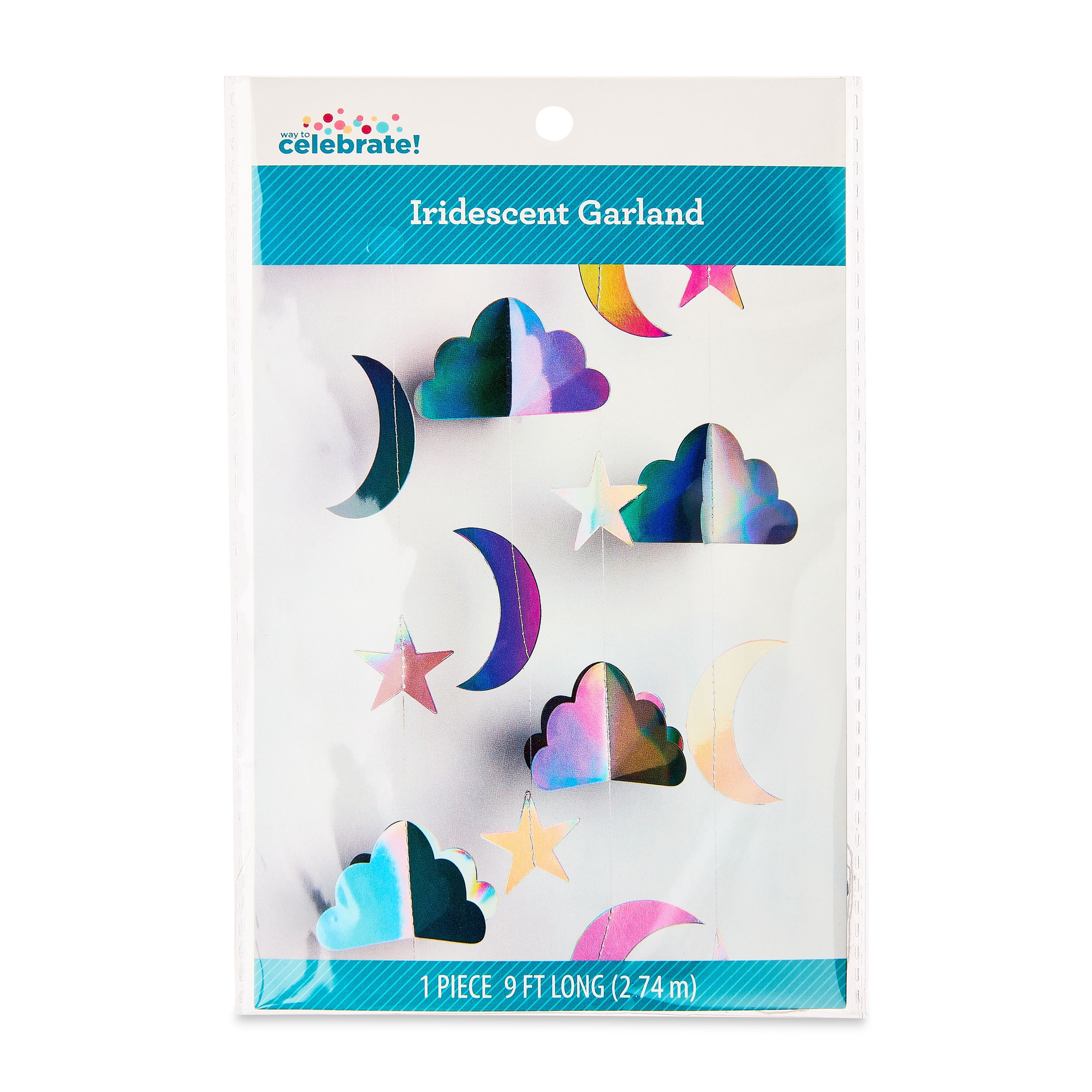 Iridescent Moon and Star Garland, 9', by Way To Celebrate