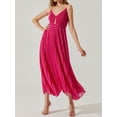 thumbnail image 2 of Faithtur Femmes Robe de Glissement, Sans Manches V-Cou Dos Nu Plissé Plissé Solide/fleur Imprimé Été Swing Robe Longue Robe, 2 of 4