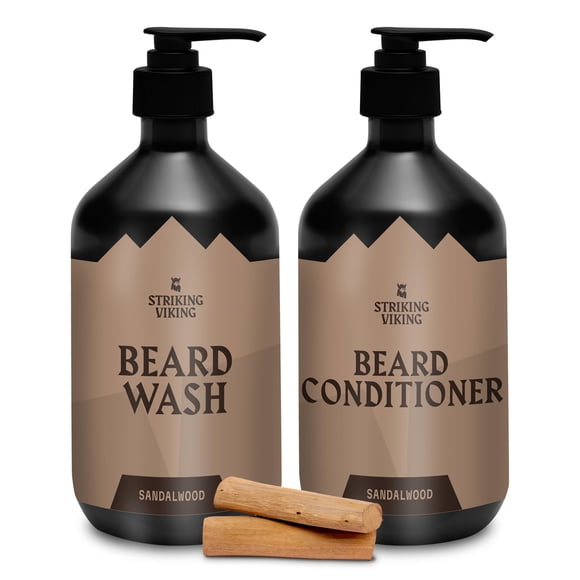 Set de cuidado de barba Striking Viking Sandalwood con champú, 300 ml