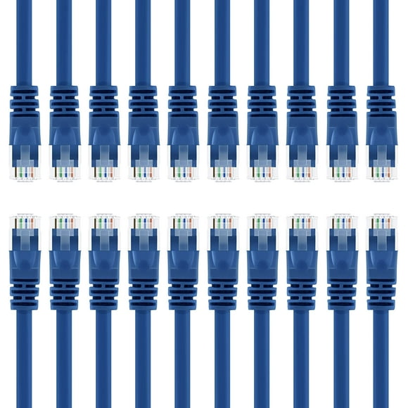 (20 Pack) 3 FT RJ45 CAT (6E) 550MHZ Molded Network Cable - Blue