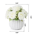 thumbnail image 4 of Enova Home Mixed Artificial Silk Roses Flowers Arrangement in White Ceramic Pot( Cream), 4 of 4