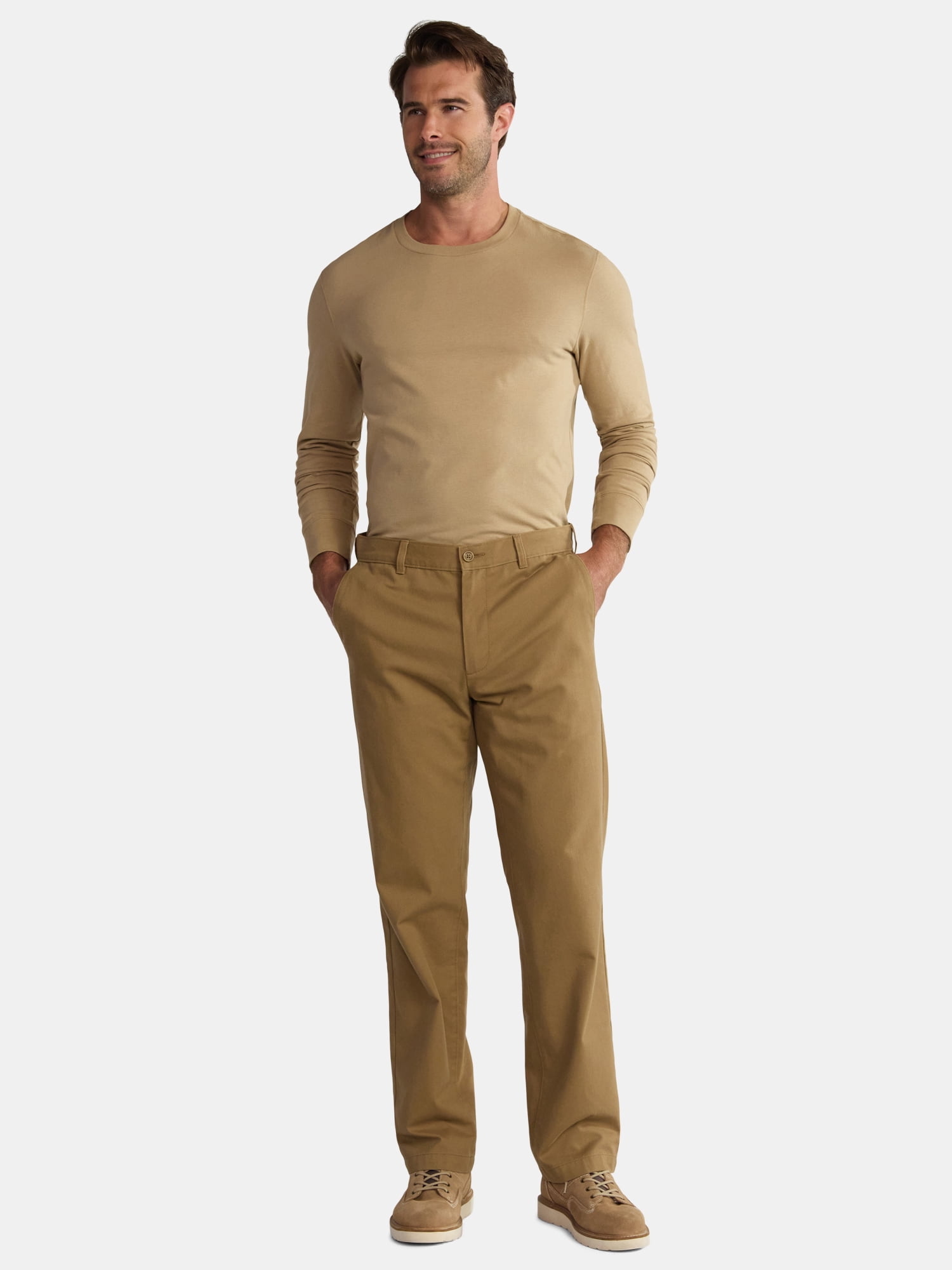 (3 pack) George Men's & Big Men's Relaxed Fit Cotton Crewneck T-Shirt with Long Sleeves, Size XS-3XL