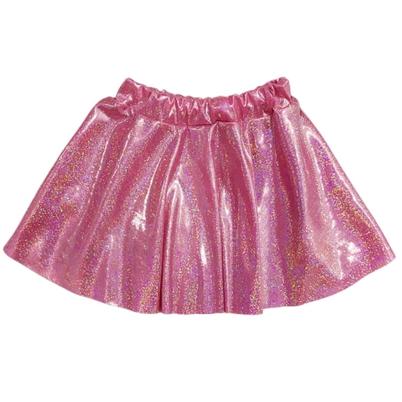 EnJoCho Girls Shiny Metallic Pleated Flared Min𝗂 Skater Skort Skirt Elastic Waist A-line Dance Skirt Performance wear Toddler Easter Dress