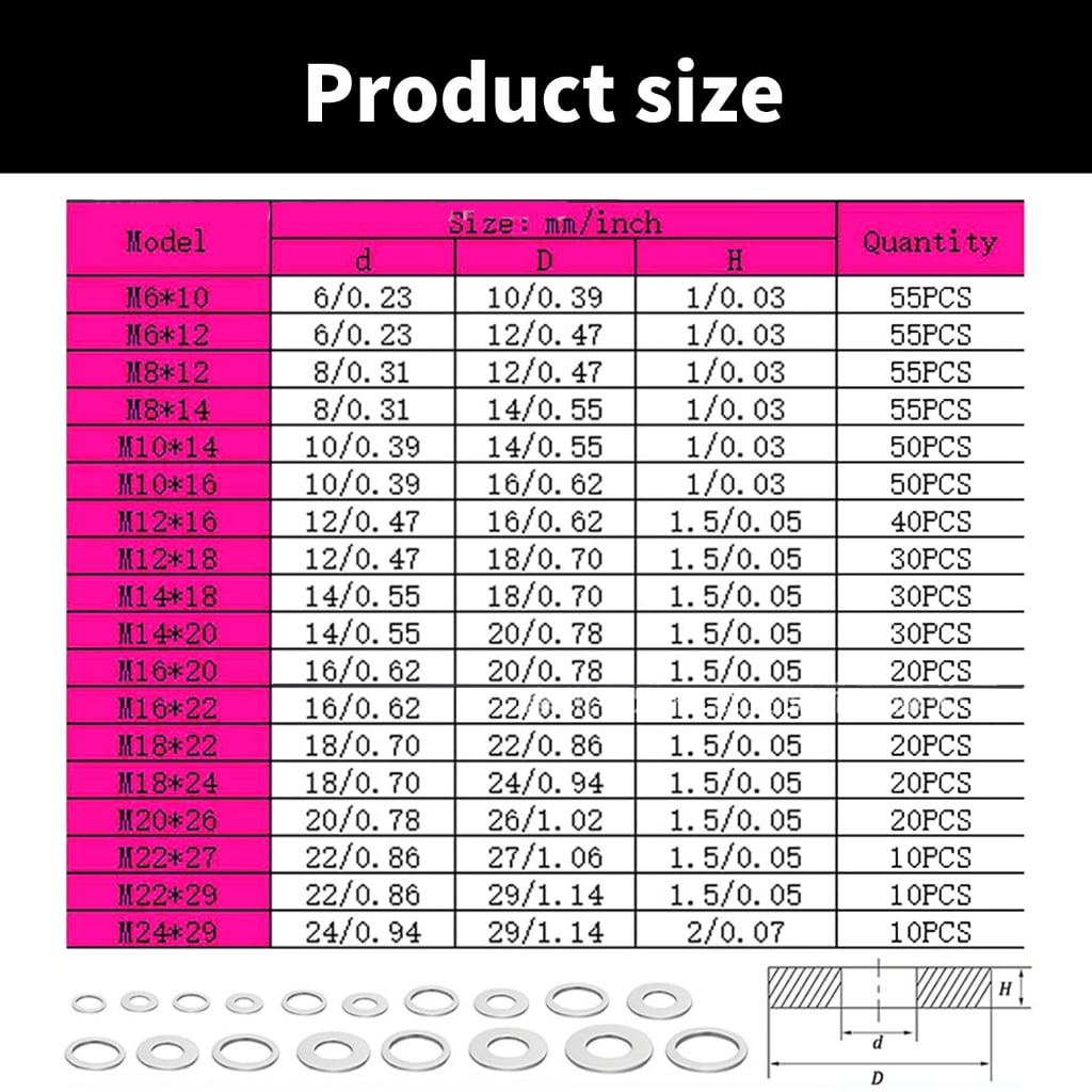 Geemin Complete 580pcs Aluminum Washer set Resistant Washers with Storage Box for Automotive & Equipment Maintenance