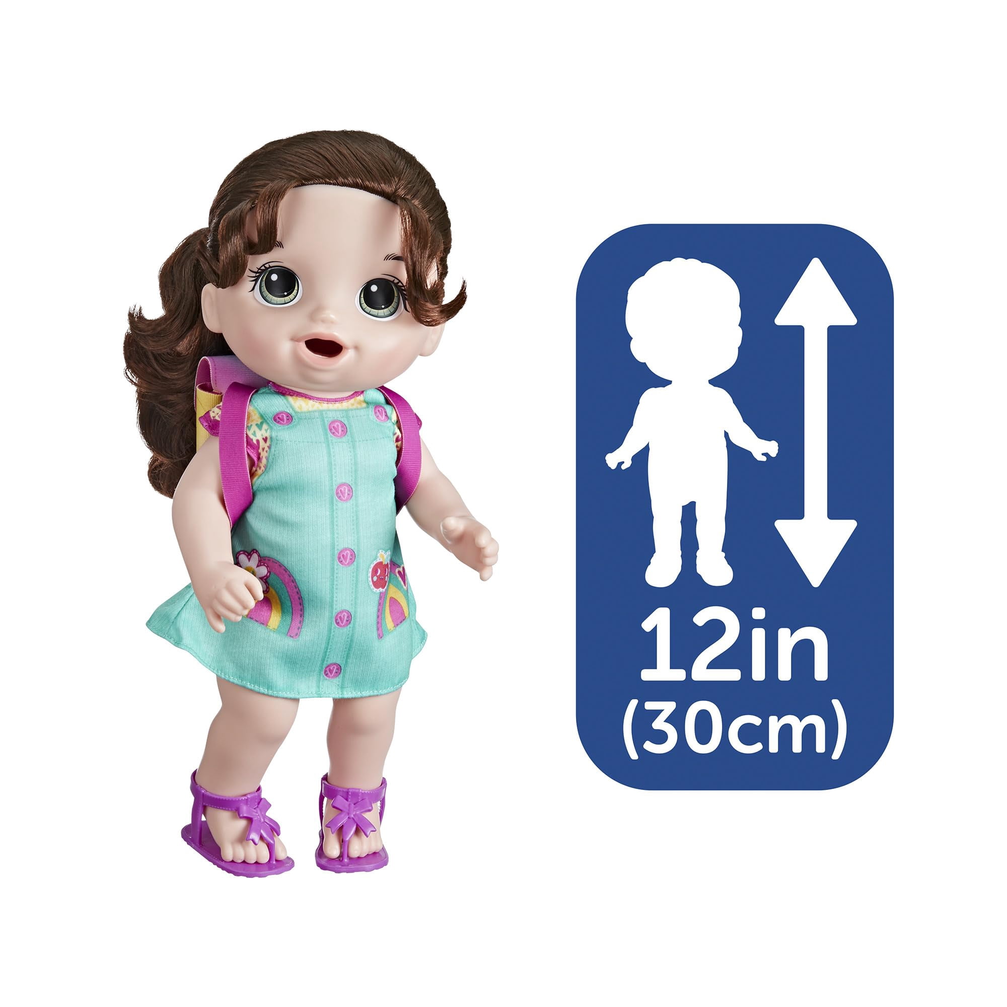 Baby Alive Time for School Baby Doll Set, Back to School Toys for 3 Year Old Girls & Boys & Up, 12 Inch Baby Doll, Brown Hair (Exclusive)